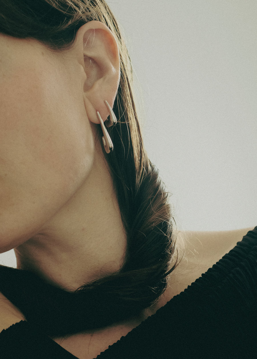 Small Caldero sculptural J-hoop earrings