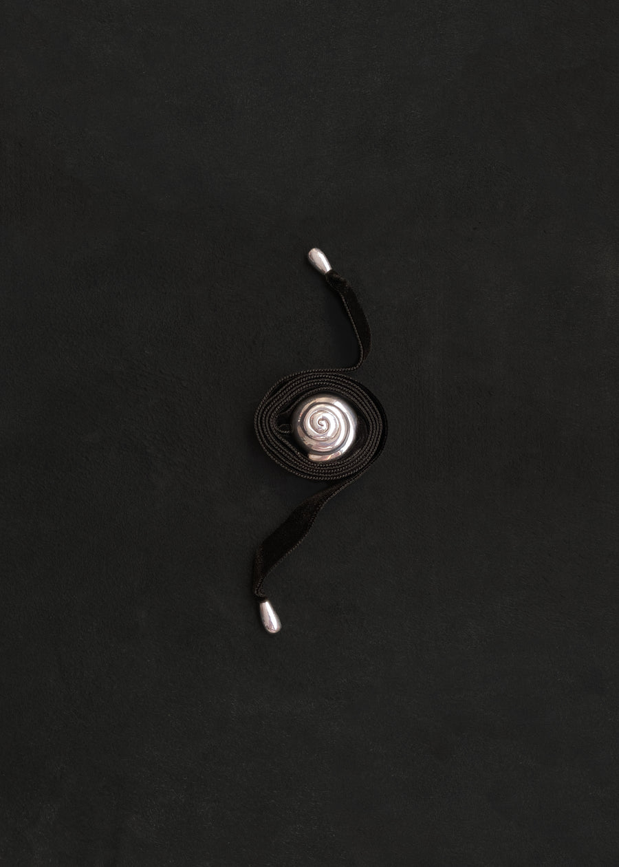 Large Caracol Pendant on Velvet Ribbon