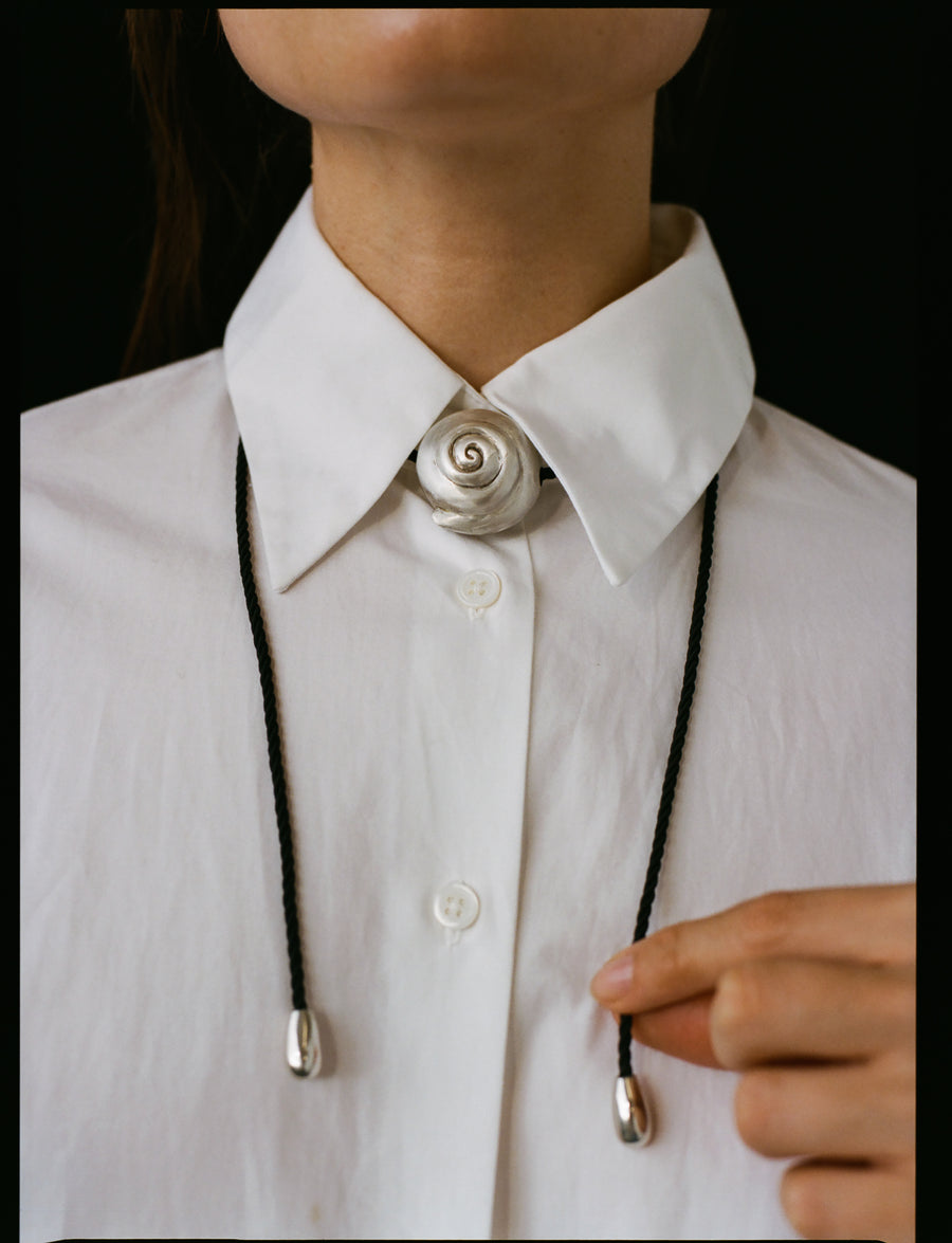 Large Caracol Pendant on Velvet Ribbon