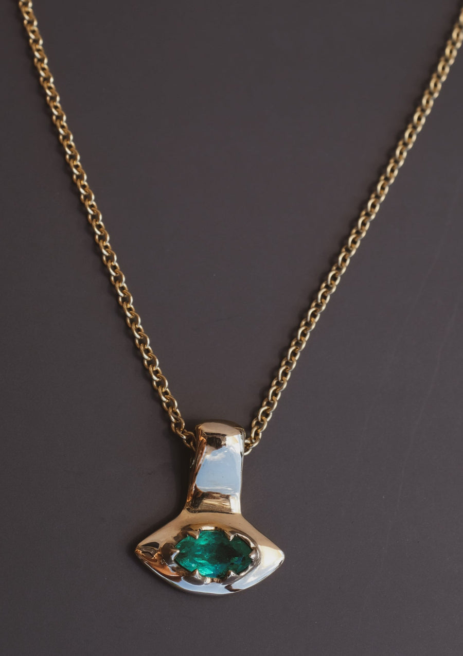 18k Evil Eye Necklace With Marquee Cut Emerald